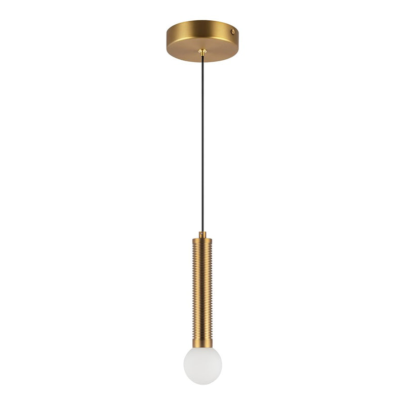 Kuzco Arden 9" LED Pendant, Brushed Gold/Opal Glass