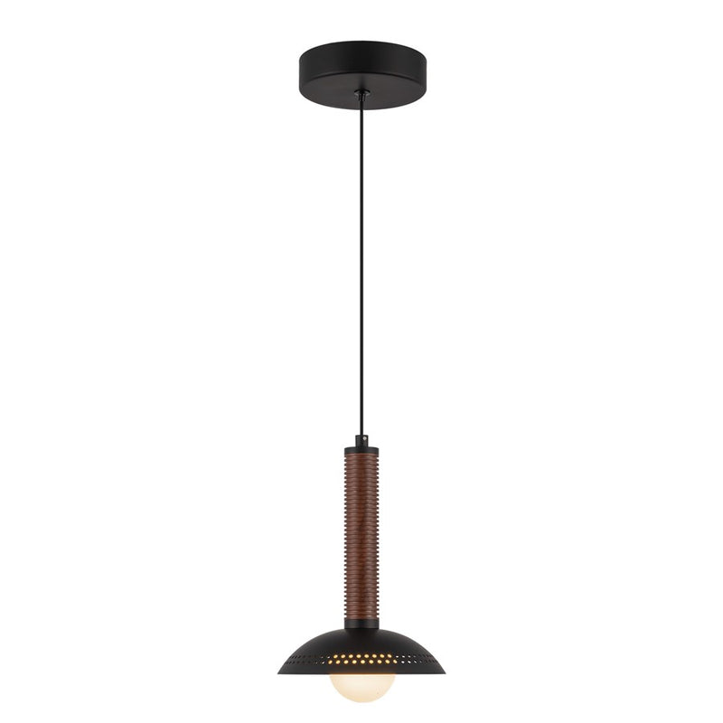 Kuzco Arden 9" (With) LED Pendant, Black/Opal Glass/Steel