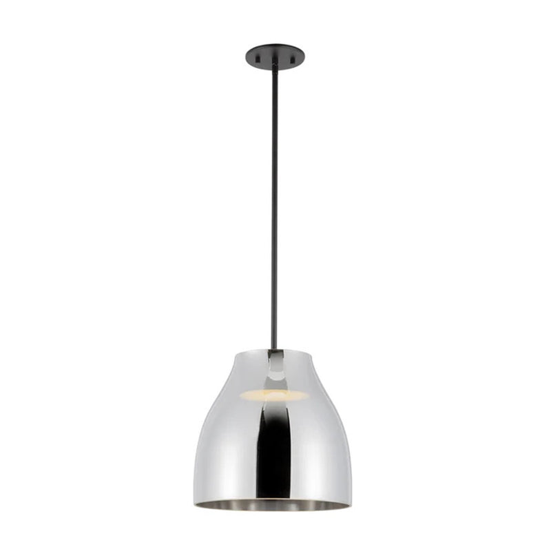 Kuzco Trinity 12in 1-Light LED Pendant | Modern Black/Chrome and Frosted Acrylic | Kitchen Island & Dining Room | Model PD62012-BK-CH