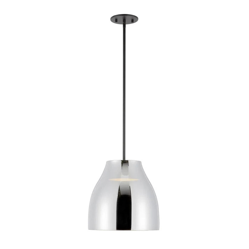 Kuzco Trinity 12in 1-Light LED Pendant | Modern Black/Chrome and Frosted Acrylic | Kitchen Island & Dining Room | Model PD62012-BK-CH