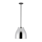 Kuzco Trinity 12in 1-Light LED Pendant | Modern Black/Chrome and Frosted Acrylic | Kitchen Island & Dining Room | Model PD62012-BK-CH