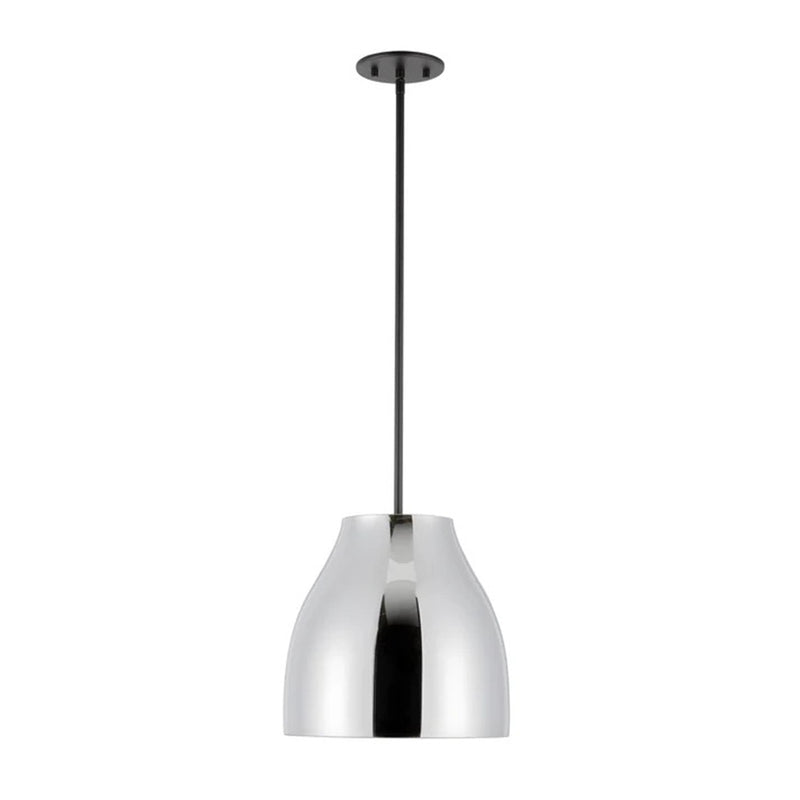 Kuzco Trinity 12in 1-Light LED Pendant | Modern Black/Chrome and Frosted Acrylic | Kitchen Island & Dining Room | Model PD62012-BK-CH