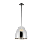Kuzco Trinity 12in 1-Light LED Pendant | Modern Black/Chrome and Frosted Acrylic | Kitchen Island & Dining Room | Model PD62012-BK-CH