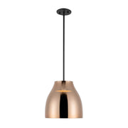 Kuzco Trinity 12in 1-Light LED Pendant | Modern Black and Copper with Frosted Acrylic Diffuser | Kitchen Island & Dining Room | Model PD62012-BK-CP