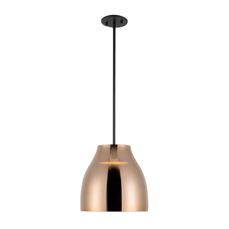 Kuzco Trinity 12in 1-Light LED Pendant | Modern Black and Copper with Frosted Acrylic Diffuser | Kitchen Island & Dining Room | Model PD62012-BK-CP