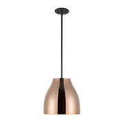 Kuzco Trinity 12in 1-Light LED Pendant | Modern Black and Copper with Frosted Acrylic Diffuser | Kitchen Island & Dining Room | Model PD62012-BK-CP