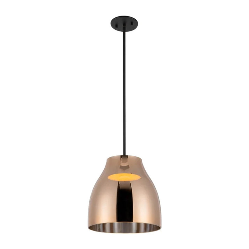 Kuzco Trinity 12in 1-Light LED Pendant | Modern Black and Copper with Frosted Acrylic Diffuser | Kitchen Island & Dining Room | Model PD62012-BK-CP