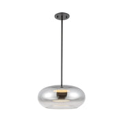 Kuzco Trinity 14in 1-Light LED Pendant | Modern Black/Chrome Steel and Frosted Acrylic Diffuser | Kitchen Island & Dining Room | Model PD62014-BK-CH