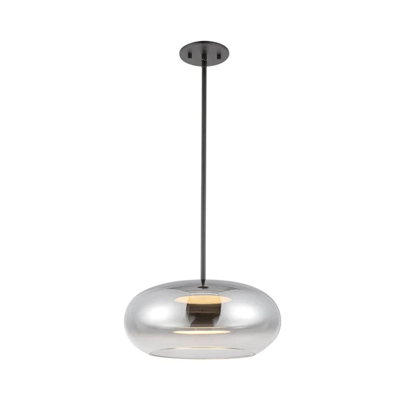 Kuzco Trinity 14in 1-Light LED Pendant | Modern Black/Chrome Steel and Frosted Acrylic Diffuser | Kitchen Island & Dining Room | Model PD62014-BK-CH