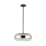 Kuzco Trinity 14in 1-Light LED Pendant | Modern Black/Chrome Steel and Frosted Acrylic Diffuser | Kitchen Island & Dining Room | Model PD62014-BK-CH