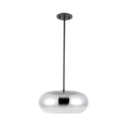 Kuzco Trinity 14in 1-Light LED Pendant | Modern Black/Chrome Steel and Frosted Acrylic Diffuser | Kitchen Island & Dining Room | Model PD62014-BK-CH