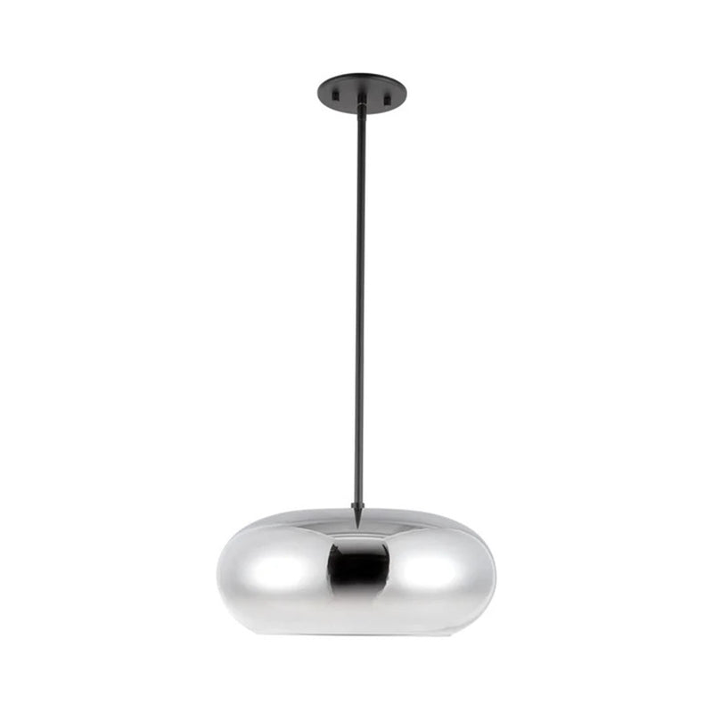 Kuzco Trinity 14in 1-Light LED Pendant | Modern Black/Chrome Steel and Frosted Acrylic Diffuser | Kitchen Island & Dining Room | Model PD62014-BK-CH