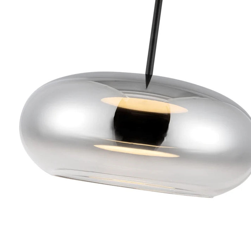 Kuzco Trinity 14in 1-Light LED Pendant | Modern Black/Chrome Steel and Frosted Acrylic Diffuser | Kitchen Island & Dining Room | Model PD62014-BK-CH