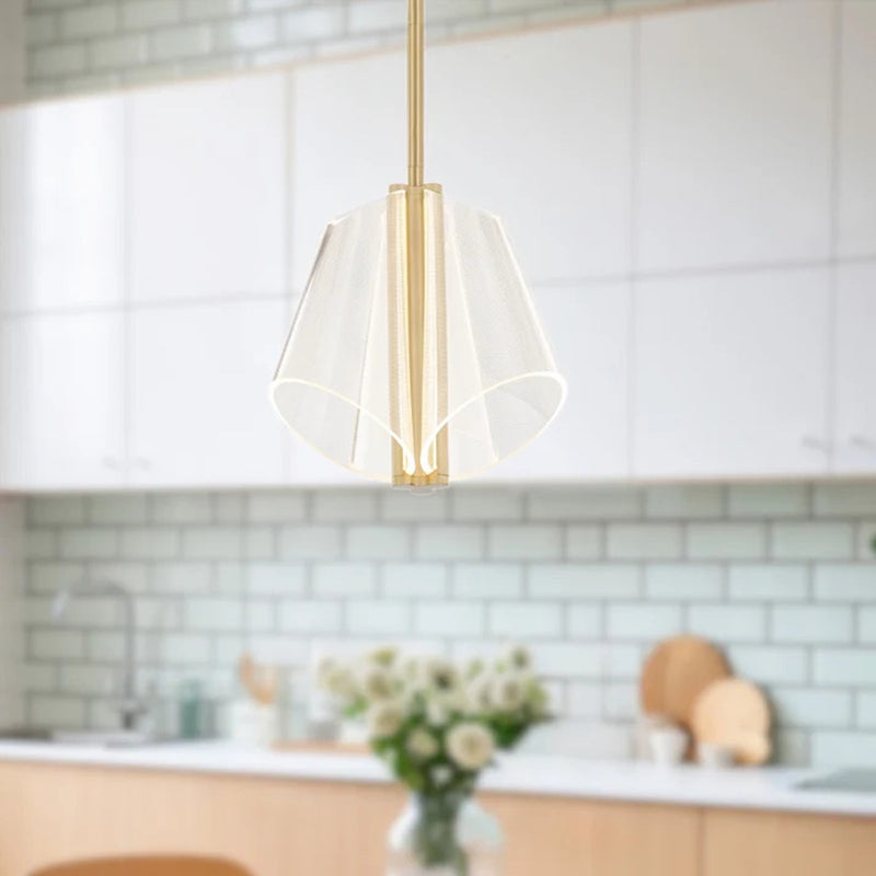 Kuzco Mulberry 11in 1-Light LED Pendant | Modern Brushed Gold and Clear Acrylic | Kitchen Island & Dining Room | 10.88 x 11 in | Model PD62511-BG-LG