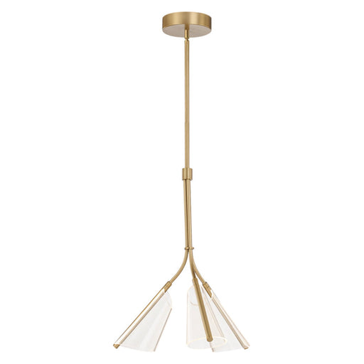Kuzco Mulberry 22in 1-Light LED Pendant | Modern Brushed Gold Aluminum and Clear Etched Acrylic | Kitchen Island & Dining Room | Model PD62622-BG-LG