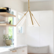 Kuzco Mulberry 22in 1-Light LED Pendant | Modern Brushed Gold Aluminum and Clear Etched Acrylic | Kitchen Island & Dining Room | Model PD62622-BG-LG