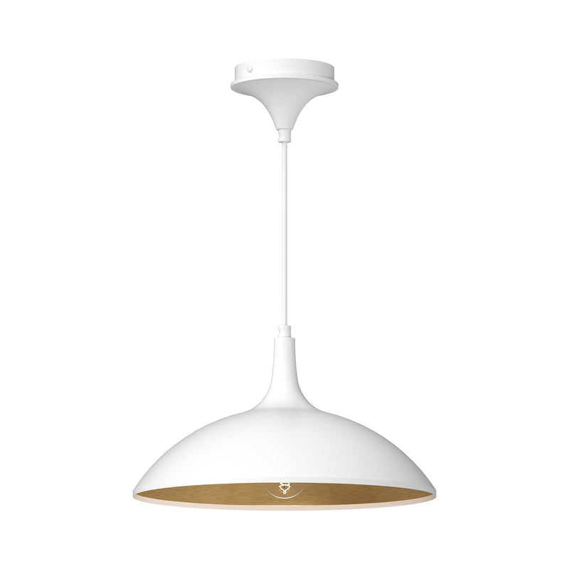 Kuzco Abel 14in 1-Light Pendant | Scandinavian Minimalist White Metal | Dining Room & Kitchen Island | 14.25 Dia x 8.12 in | Model PD627914WH