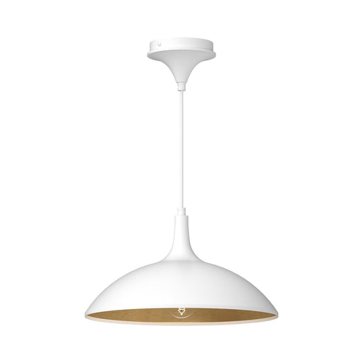 Kuzco Abel 14in 1-Light Pendant | Scandinavian Minimalist White Metal | Dining Room & Kitchen Island | 14.25 Dia x 8.12 in | Model PD627914WH