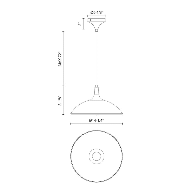 Kuzco Abel 14in 1-Light Pendant | Scandinavian Minimalist White Metal | Dining Room & Kitchen Island | 14.25 Dia x 8.12 in | Model PD627914WH