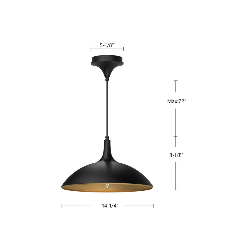 Kuzco Abel 14in 1-Light Pendant | Scandinavian Minimalist White Metal | Dining Room & Kitchen Island | 14.25 Dia x 8.12 in | Model PD627914WH