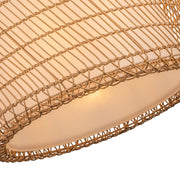 Kuzco Bondi 20in 1-Light Pendant | Coastal Brushed Gold Steel and Natural Rattan with Opal Glass | Covered Patio & Indoor Living | Model PD631920BGOP