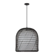 Kuzco Alora Mood Bondi 20in 1-Light Pendant | Matte Black Steel and Rattan Opal Glass | Covered Patio & Indoor | 20.12 x 22 in | Model PD631920MBOP