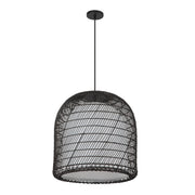 Kuzco Alora Mood Bondi 20in 1-Light Pendant | Matte Black Steel and Rattan Opal Glass | Covered Patio & Indoor | 20.12 x 22 in | Model PD631920MBOP