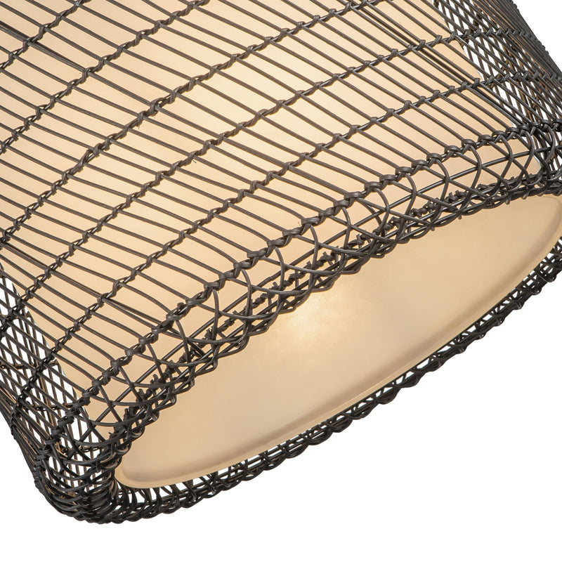 Kuzco Alora Mood Bondi 20in 1-Light Pendant | Matte Black Steel and Rattan Opal Glass | Covered Patio & Indoor | 20.12 x 22 in | Model PD631920MBOP