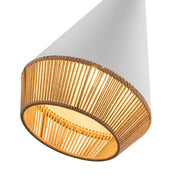 Kuzco Daphne 7in 1-Light Pendant | Mid-Century White Steel and Brown Cotton Rope | Covered Patio & Kitchen Island | Model PD633107WHBR