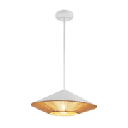 Kuzco Daphne 15in 1-Light Pendant | Mid-Century White/Brown Cotton Rope and Steel | Covered Patio & Dining Room | 15 x 6.25 in | Model PD633215WHBR