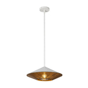 Kuzco Daphne 15in 1-Light Pendant | Mid-Century White/Brown Cotton Rope and Steel | Covered Patio & Dining Room | 15 x 6.25 in | Model PD633215WHBR