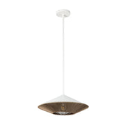 Kuzco Daphne 15in 1-Light Pendant | Mid-Century White/Brown Cotton Rope and Steel | Covered Patio & Dining Room | 15 x 6.25 in | Model PD633215WHBR
