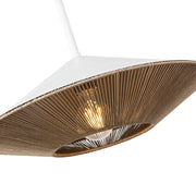 Kuzco Daphne 15in 1-Light Pendant | Mid-Century White/Brown Cotton Rope and Steel | Covered Patio & Dining Room | 15 x 6.25 in | Model PD633215WHBR