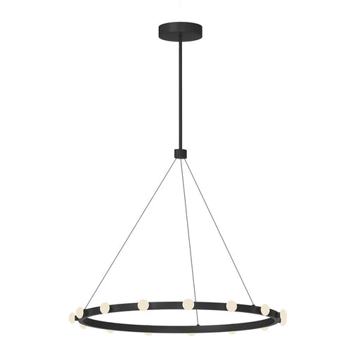 Kuzco Rezz 28" LED Pendant, Black/Opal Glass