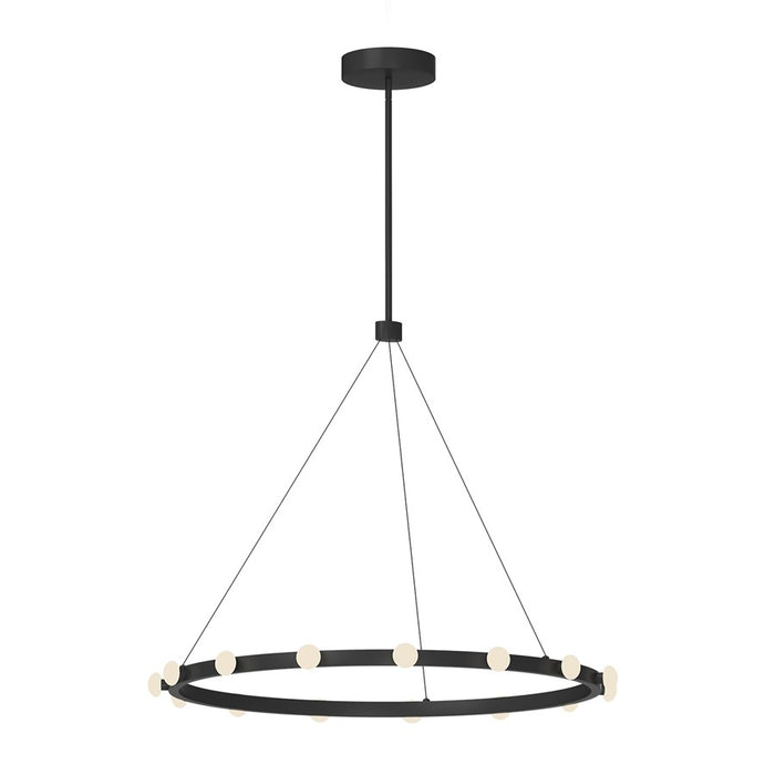 Kuzco Rezz 28" LED Pendant, Black/Opal Glass