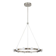 Kuzco Rezz 28in LED Pendant | Hollywood Glam Brushed Nickel Frame and Opal Glass Diffuser | Kitchen Island & Dining Room | Model PD63428-BN