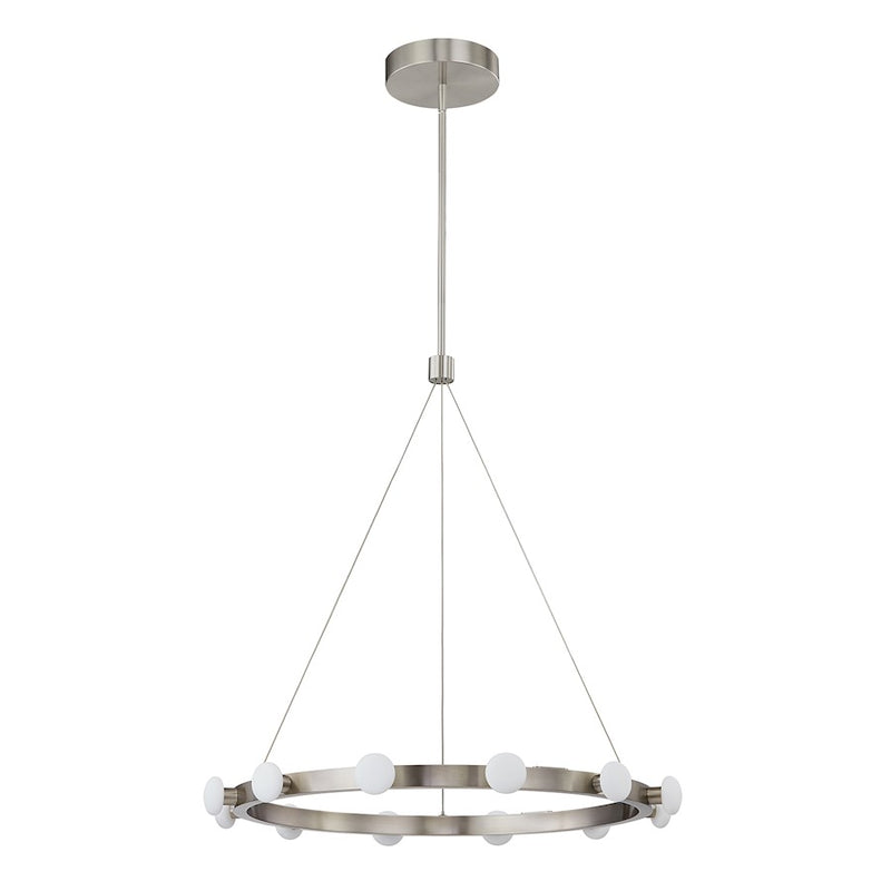 Kuzco Rezz 28in LED Pendant | Hollywood Glam Brushed Nickel Frame and Opal Glass Diffuser | Kitchen Island & Dining Room | Model PD63428-BN