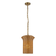 Kuzco Kai 11" Socket Pendant, Brushed Gold/Rattan Shade - PD641011BG