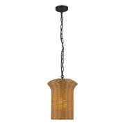 Kuzco Kai 11" Socket Pendant, Matte Black/Rattan Shade - PD641011MB