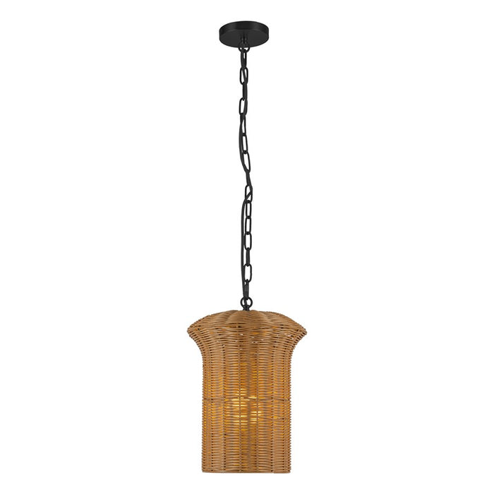 Kuzco Kai 11" Socket Pendant, Matte Black/Rattan Shade - PD641011MB