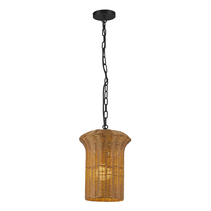 Kuzco Kai 11" Socket Pendant, Matte Black/Rattan Shade