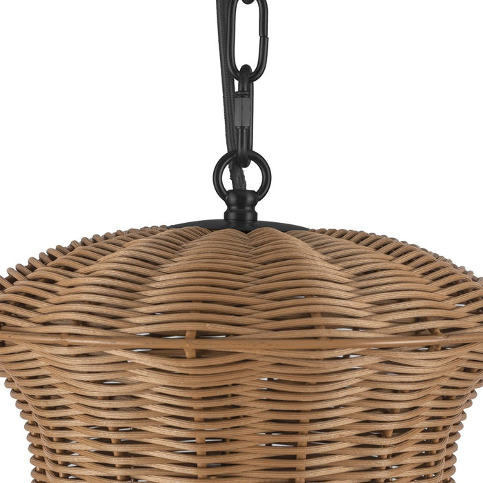 Kuzco Kai 11" Socket Pendant, Matte Black/Rattan Shade