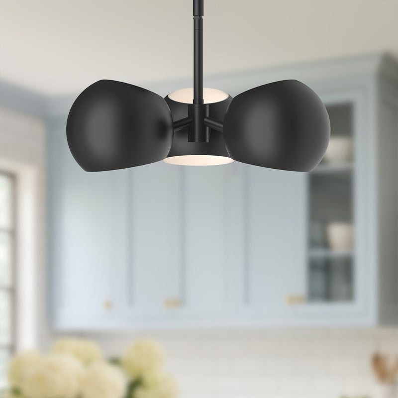Kuzco Willow 16in 3-Light Pendant | Modern Matte Black Steel | Kitchen Island & Dining Room | 5 x 16 in | Model PD648315MB