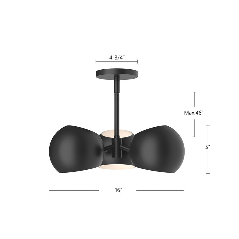 Kuzco Willow 16in 3-Light Pendant | Modern Matte Black Steel | Kitchen Island & Dining Room | 5 x 16 in | Model PD648315MB