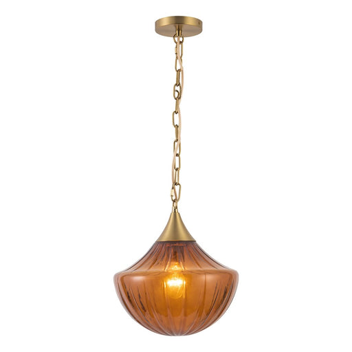 Kuzco Farrah 12" Gold Pendant, Brushed Gold/Amber - PD651012BGAM