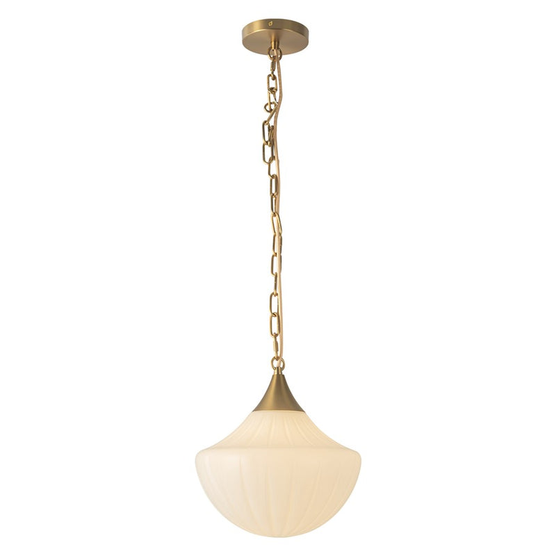 Kuzco Farrah 12" Gold Pend, Brushed Gold/Glossy Ribbed Opal Glass - PD651012BGGR