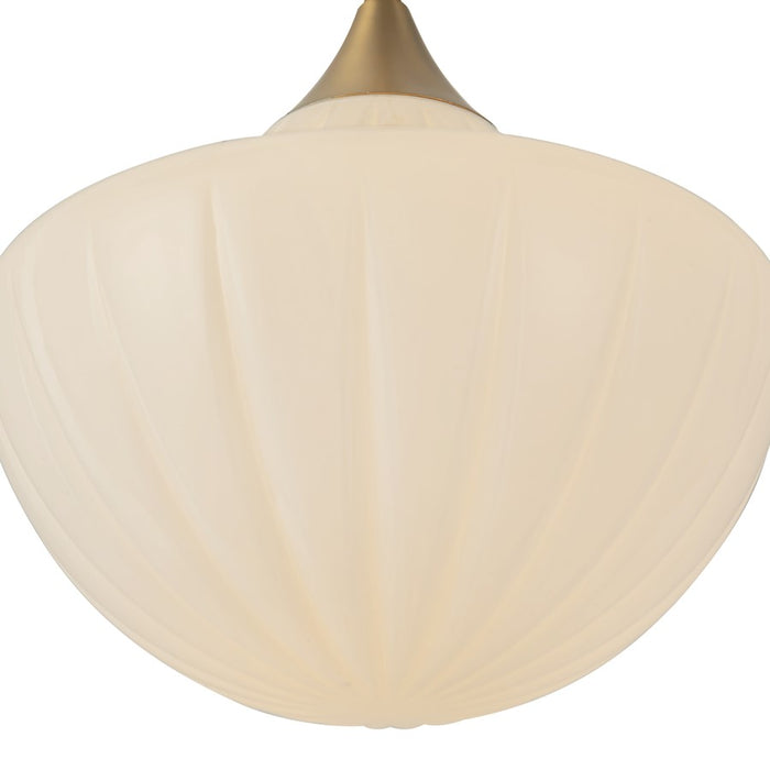 Kuzco Farrah 12" Gold Pend, Brushed Gold/Glossy Ribbed Opal Glass