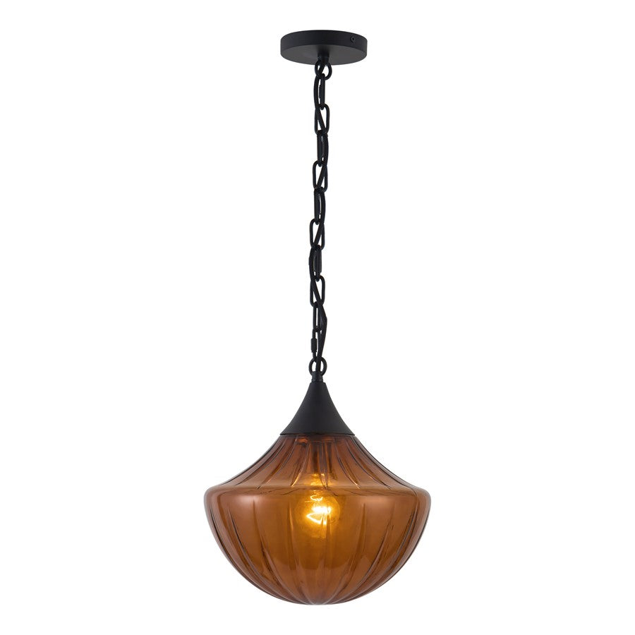 Kuzco Farrah 12" Blk Pendant, Matte Black/Amber - PD651012MBAM