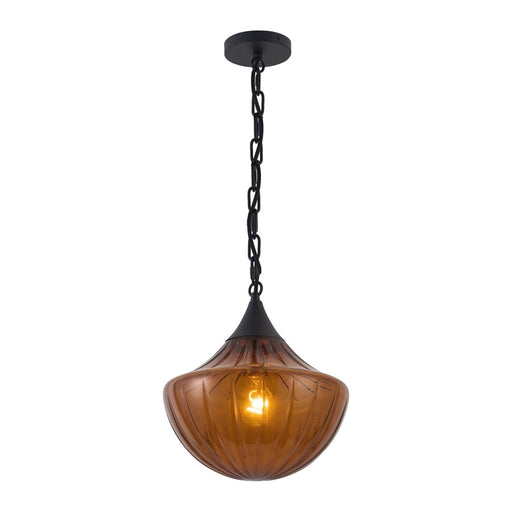 Kuzco Farrah 12" Black Pendant, Matte Black/Amber