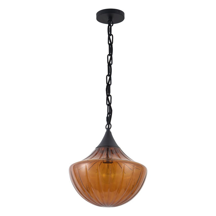 Kuzco Farrah 12" Black Pendant, Matte Black/Amber